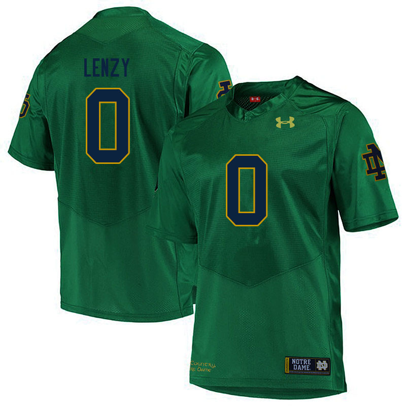 Men's NCAA Notre Dame Fighting Irish #0 Braden Lenzy Stitched College Under Armour Authentic Green Football Jersey KO10W31IW